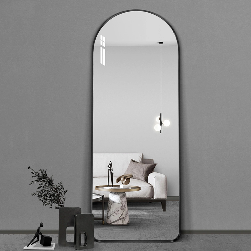 Wall Mounted Black Metal Frame Floor Length Mirror Full Body Mirror for Bedroom Living Room Hanging or Leaning Against Wall Full Size Mirror