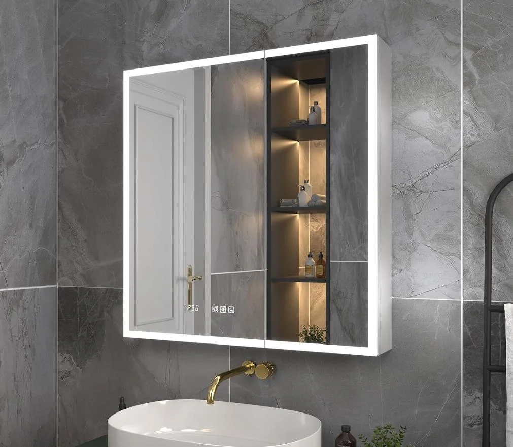 UL, cUL, CE High Standard Aluminum MDF Bathroom Vanity Furniture LED Mirror Medicine Cabinet with Defogger