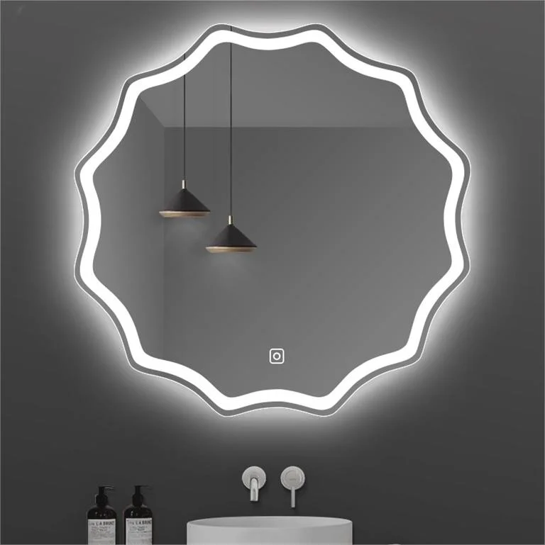 New Designed Half Moon Frosted Shape Round Bathroom LED Mirror