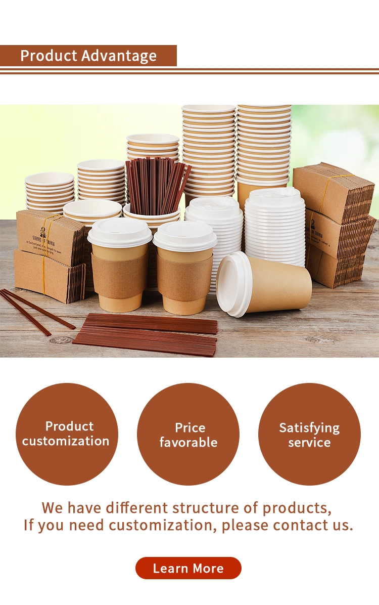 Custom Disposable Single/Double/Ripple Wall Hot Drinking Kraft Paper Coffee Cups with Lids