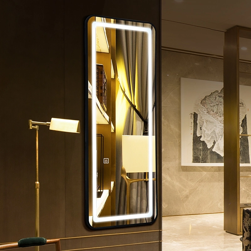 Full Length Standing Wall Round Floor Large Bathroom Vanity Mirrors Hollywood Gold Makeup LED Long Full Body Circle Mirror with LED Lights