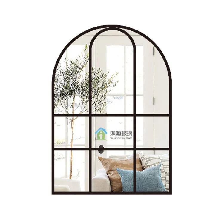 Newest Customize Windowpane Metal Framed Wall Mirror, Black Framed Window Pane Decorative Iron Circle Mirror for Living Room