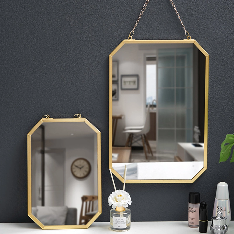 Nordic Style Wrought Iron Square Wall-Mounted Bathroom Mirror Washstand Wall-Mounted Makeup Mirror