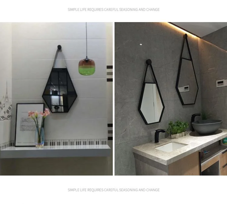 Irregular Shape Black Metal Frame Hanging Wall LED Smart Bathroom Mirror