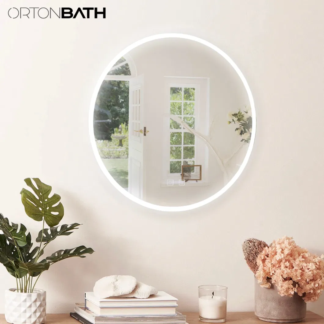 Ortonbath Bathroom Mirror for Wall, Adjustable Brightness Vanity Mirror, Backlight Round Wall Mirror with Anti Fog, Smart Mirror