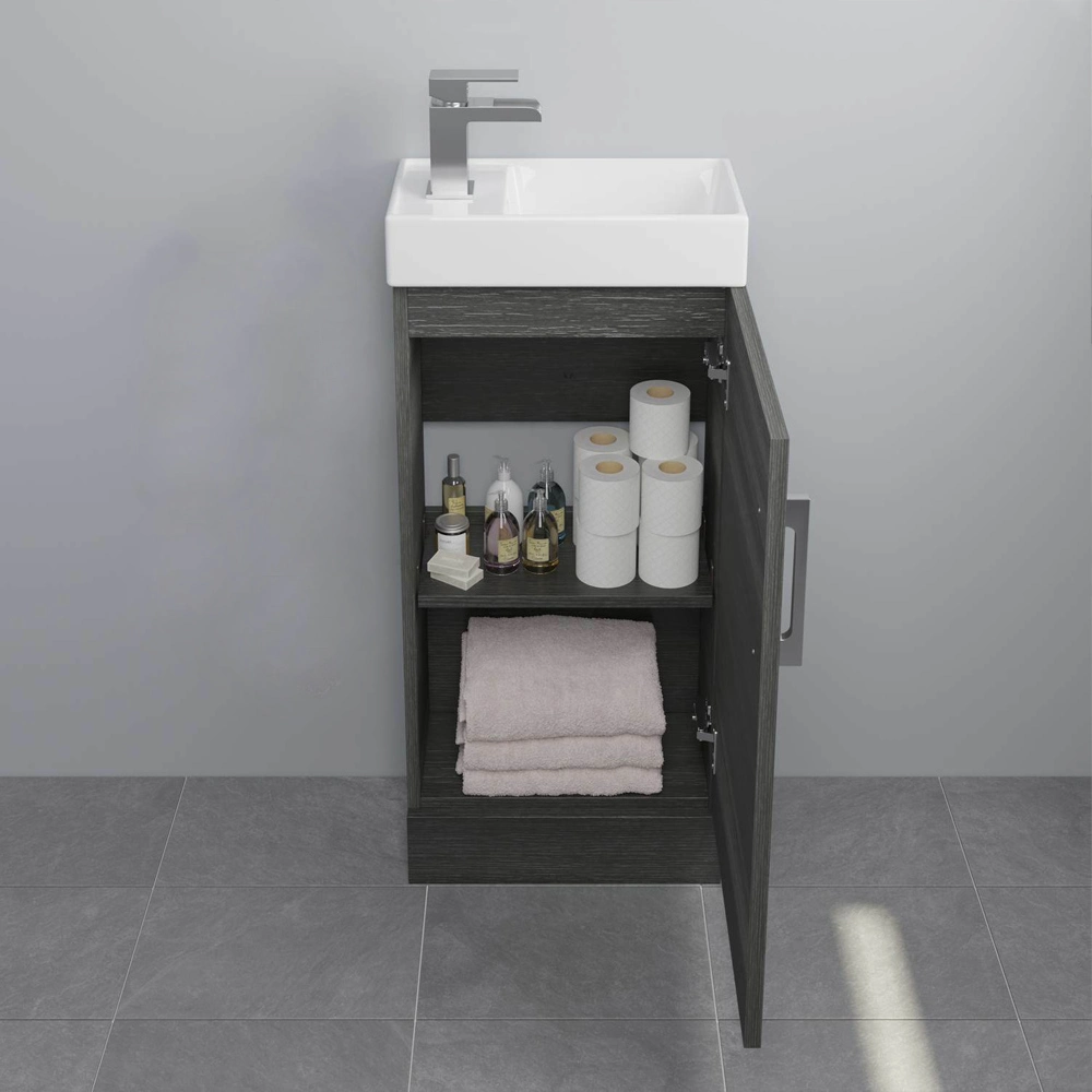 Modern Charcoal Grey Bathroom Floorstanding Vanity Furniture 400mm