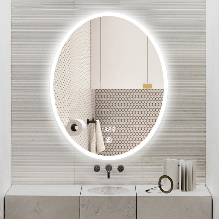 Mart LED Bathroom Mirror Touch Frame Circle Mounted Bathrooms Wall Mirrors