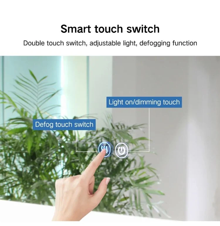 Home Bathroom Smart LED Bath Mirror with Defogger Time Display