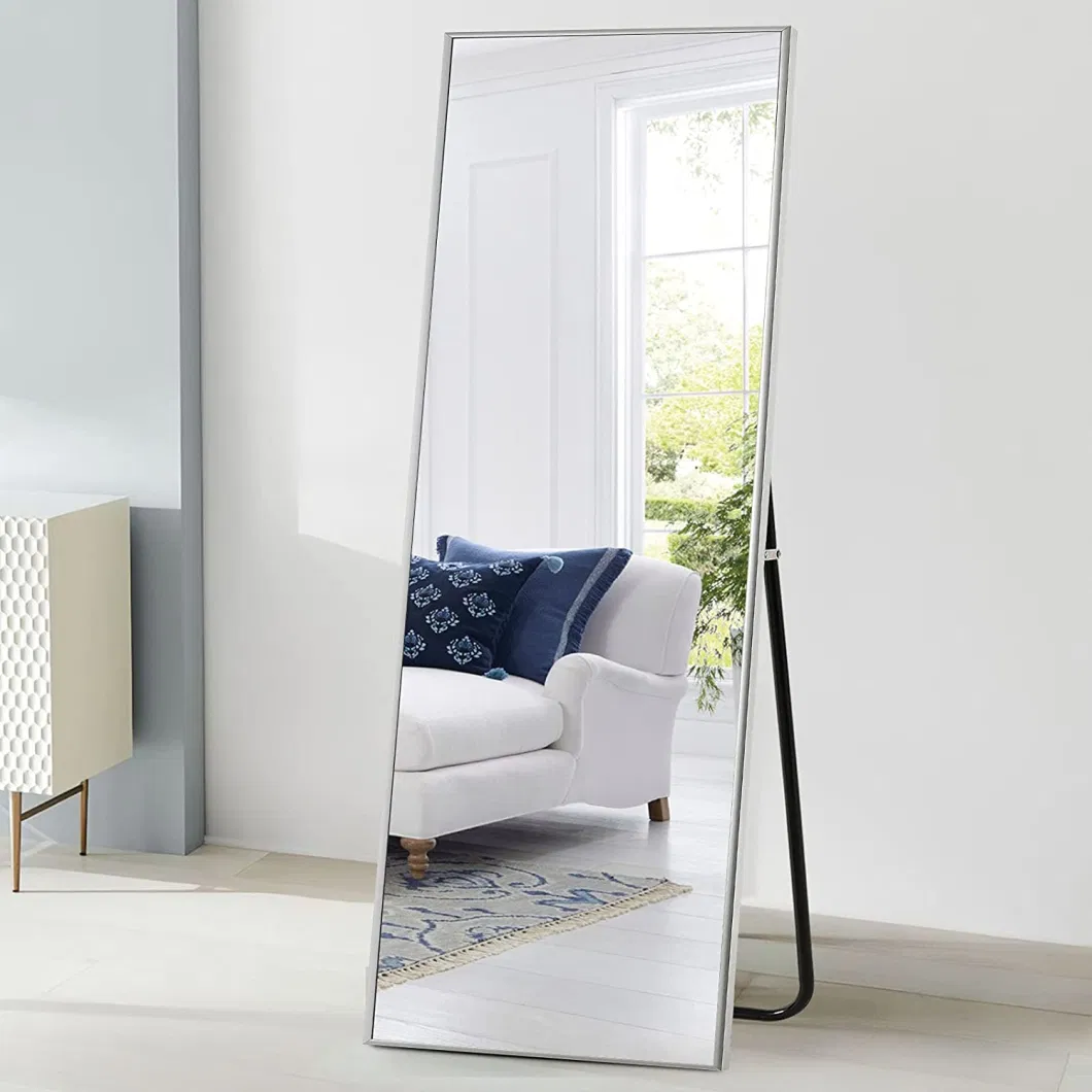 Standing Floor Full Length Mirror Hanging or Leaning Against Wall, Large Rectangle Vanity Framed Bedroom Dressing Mirror