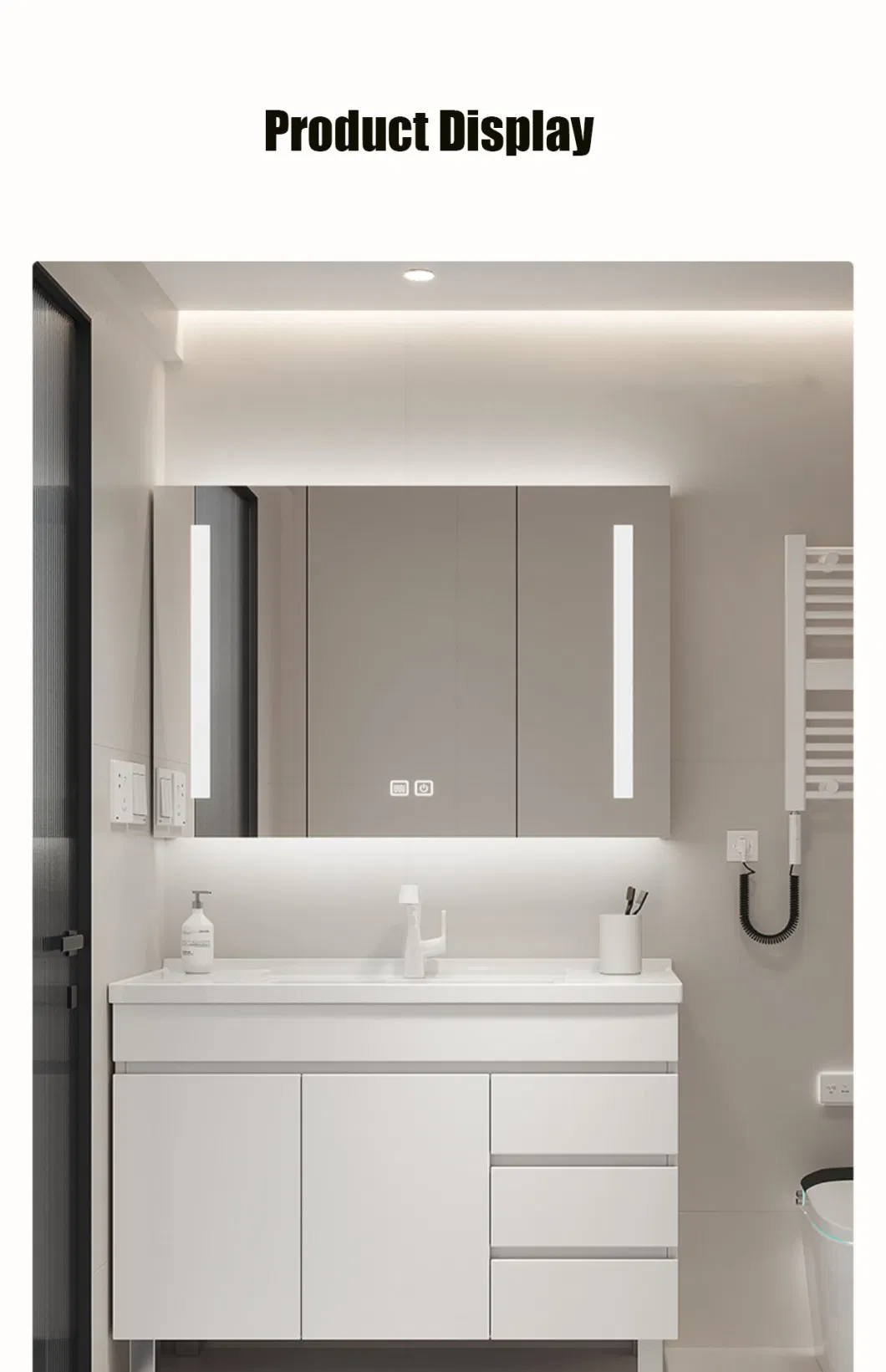 Cost-Effective Bath Furniture Wooden Bathroom Vanity with LED Mirror