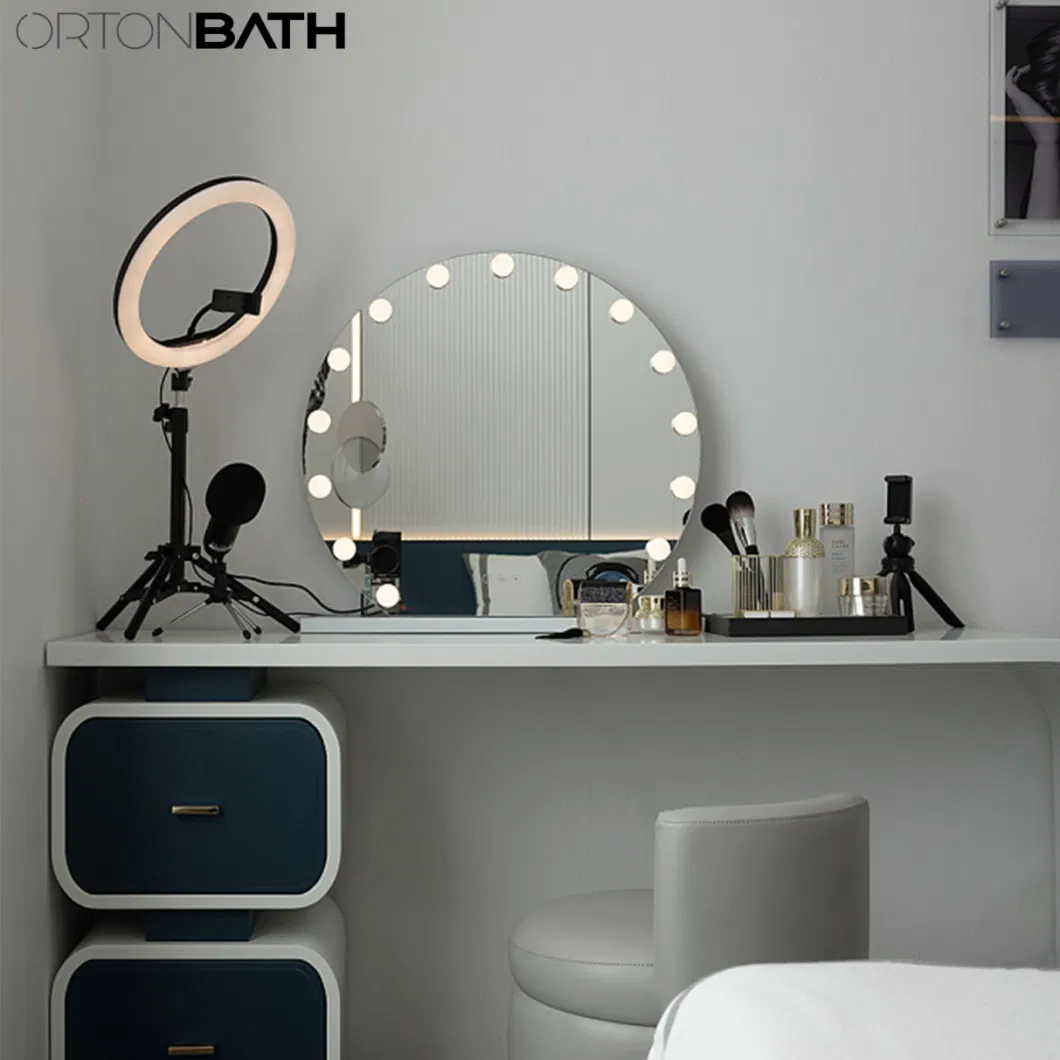 Ortonbath Vanity Mirror, Extra Large Hollywood Lighted Mirror with 18 Dimming LED Bulbs Smart, Tabletop/Hanging Cosmetic Mirror with Touch Screen