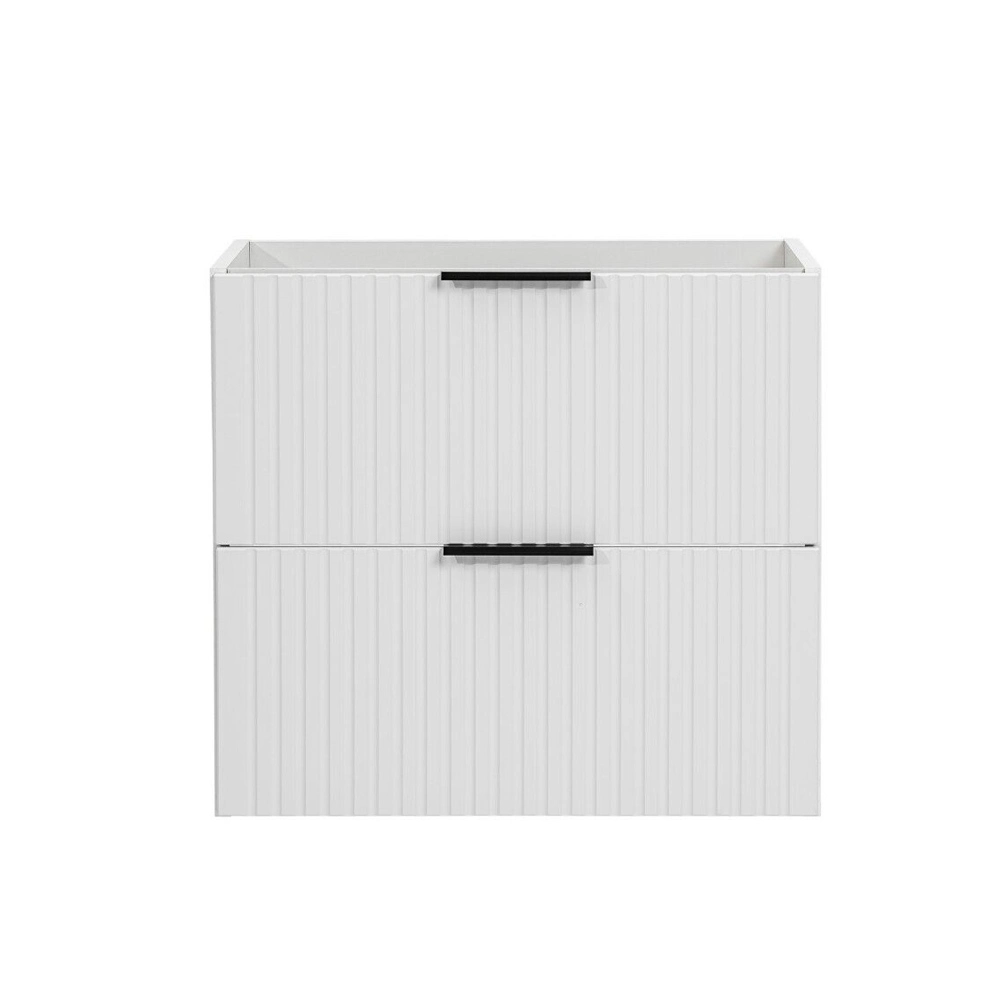 600mm Ribbed Textured White Modern Wall Hung Bathroom Vanity