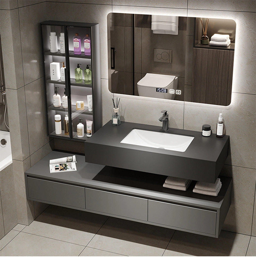 2024 Modern New Design Custom Bathroom Furniture Set LED Mirror Wooden Cabinet Wall Unit Vanity with Wash Basin Product