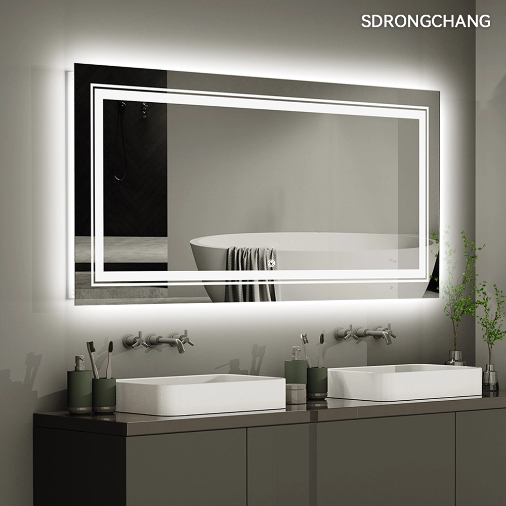 Modern Wall Mounted Hotel Vanity Smart LED Mirror Room Decorative Home Furniture Make up Dressing Bathroom Mirror with Light