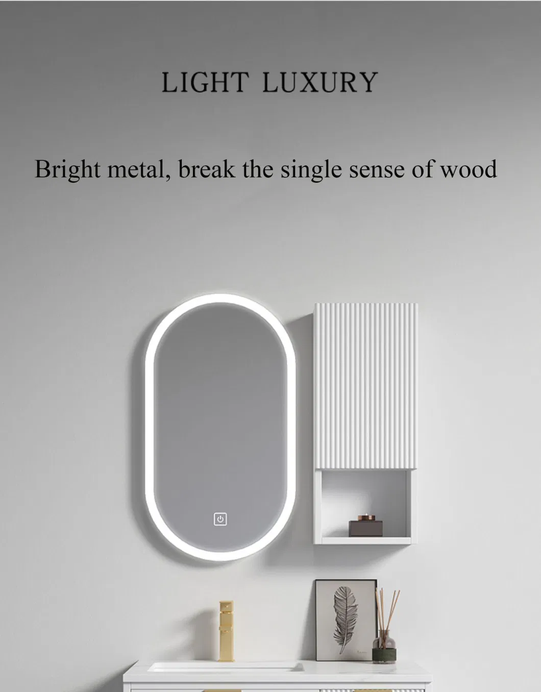 Solid Wood Intelligent Rock Board Bathroom Cabinet 30 Inch Bathroom Vanity Bathroom Mirror Cabinet