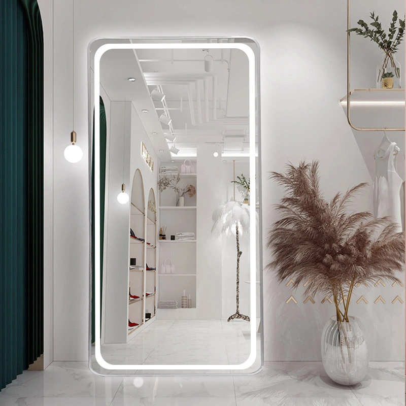 Wholesale LED Light Mirror Full-Length Mirror with Light Clothing Store Floor Tall and Thin Fitting Mirror