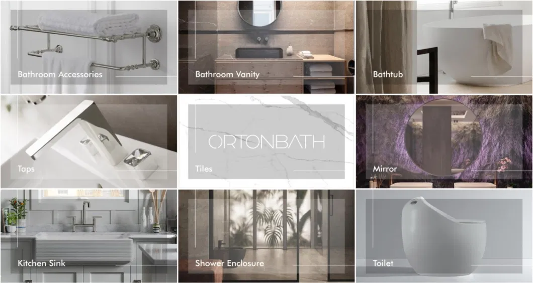 ORTONBATH New Design Gold Decorative Bath Home Smart Wall Mounted Nonled Mirror Bathroom Designer Art Mirror with Shelf