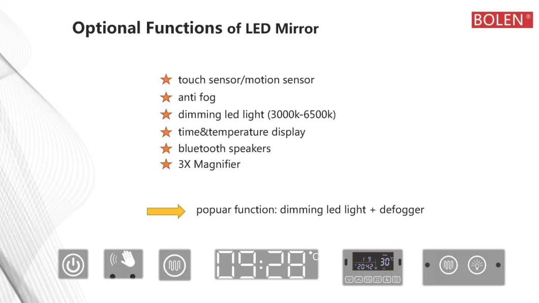 Wholesale Wall Large Mirror Metal Frame Full Length Dressing Mirror with LED Light Time Display Espejo