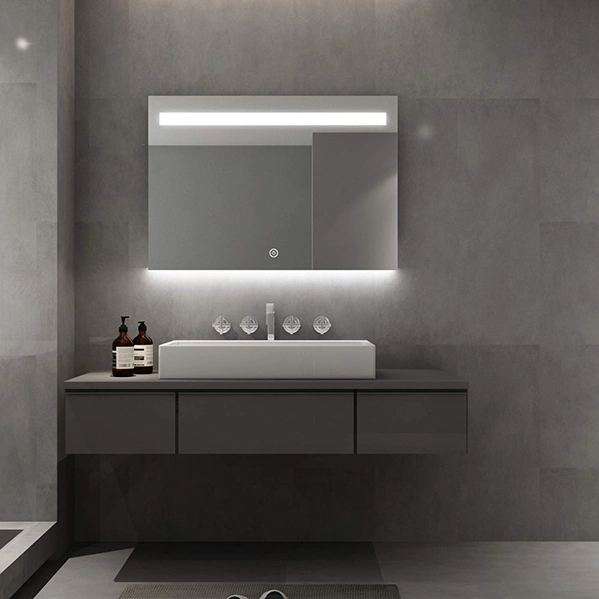 ETL CE Big Aluminum Framed Touch Light Anti Fog Rectangule Bathroom Back Lit LED Vanity Wall Panel Mirror with Lights