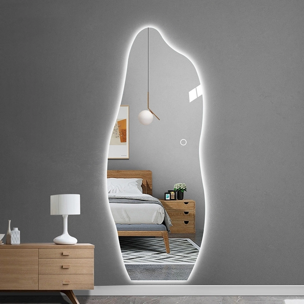 Full Length Standing Wall Round Floor Large Bathroom Vanity Mirrors Hollywood Gold Makeup LED Long Full Body Circle Mirror with LED Lights