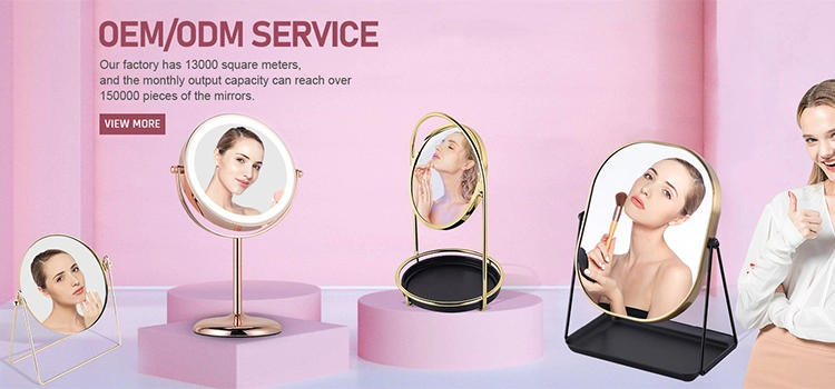 Desktop Mirror Rotating Dresser with Storage Tray Cosmetic Mirror