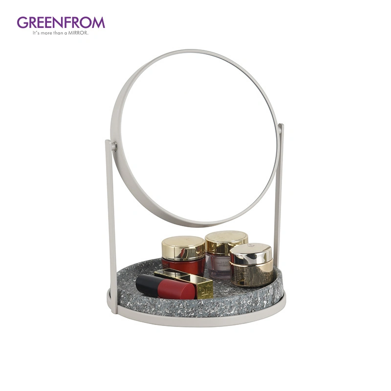 Desktop Mirror Rotating Dresser with Storage Tray Cosmetic Mirror