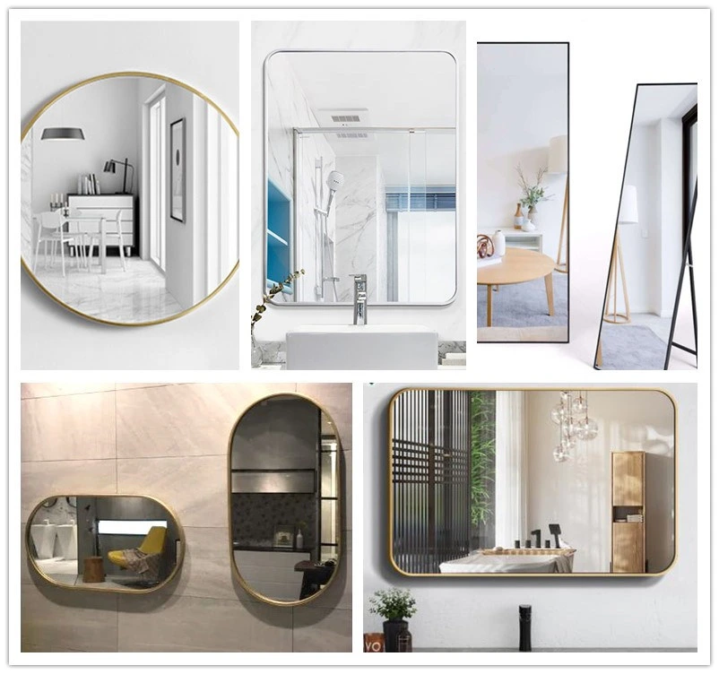 Modern Luxury Oversized Rectangle Hanging Hotel Bathroom Mirrors Decorative Antique Gold Wall Mirror