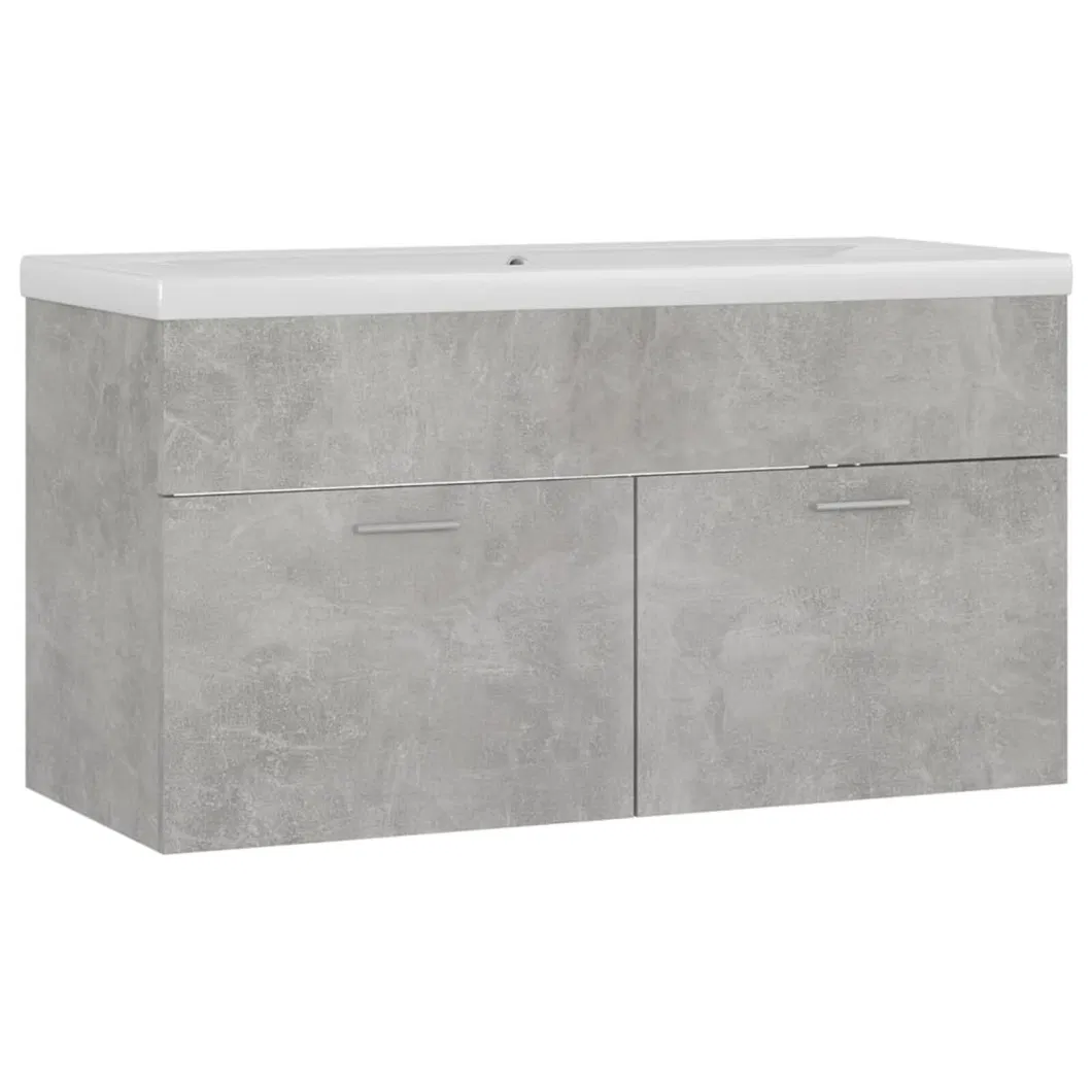 Sink Cabinet with Built-in Basin Concrete Grey Chipboard