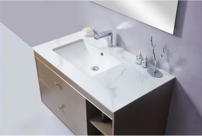 Factory Customize Smart Make-up LED Mirror Vanity Matt Lacquering Bathroom Cabinet with Open Shelves