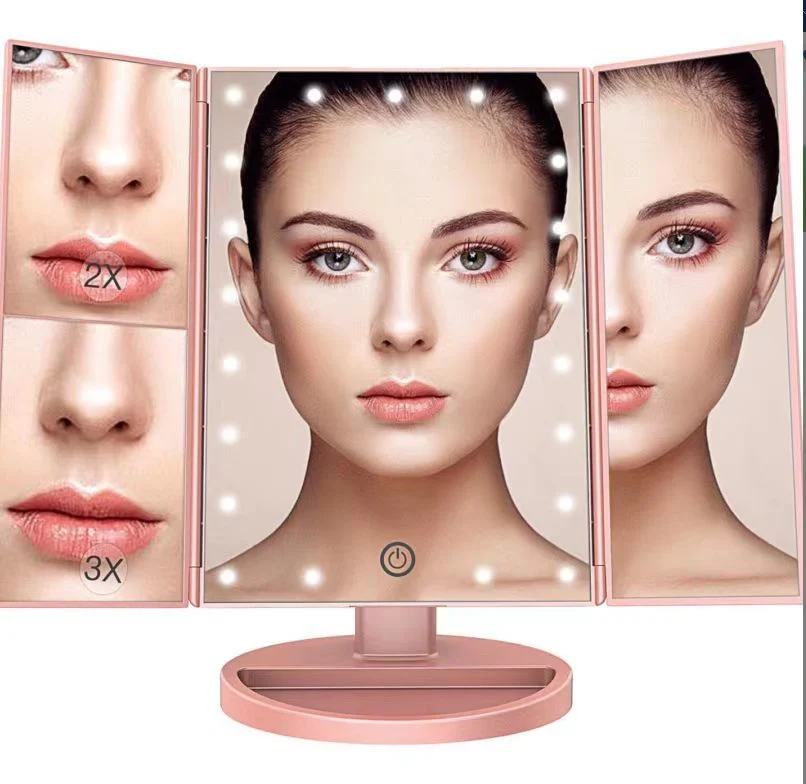 Makeup Mirror Folding Portable LED Mirror Rechargeable Ring Light Travel LED Makeup Mirror/Cosmetic Ring Light Mirrors