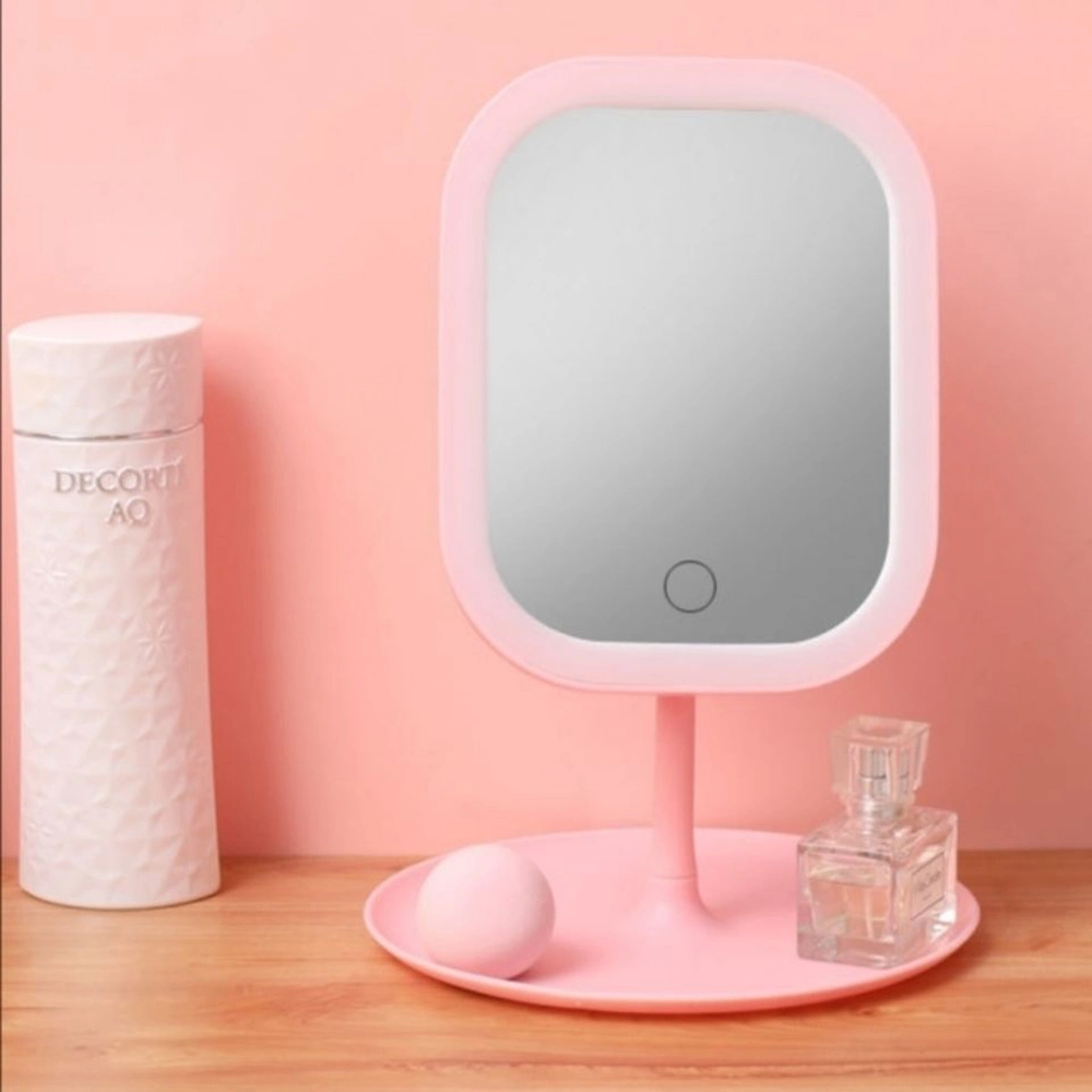 3 Different Color Lighting with Tray USB Charging Touch Controlled Rectangle Cosmetic LED Makeup Mirror