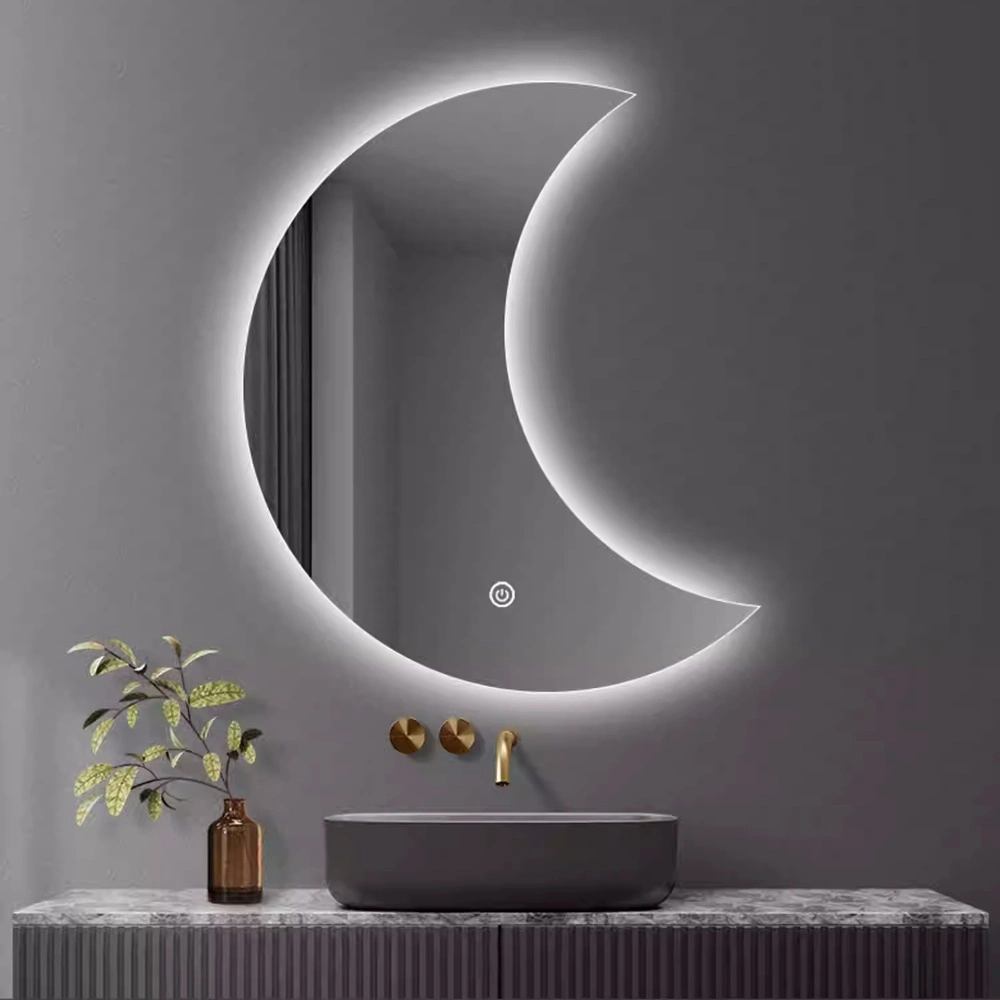 New Designed Half Moon Frosted Shape Round Bathroom LED Mirror