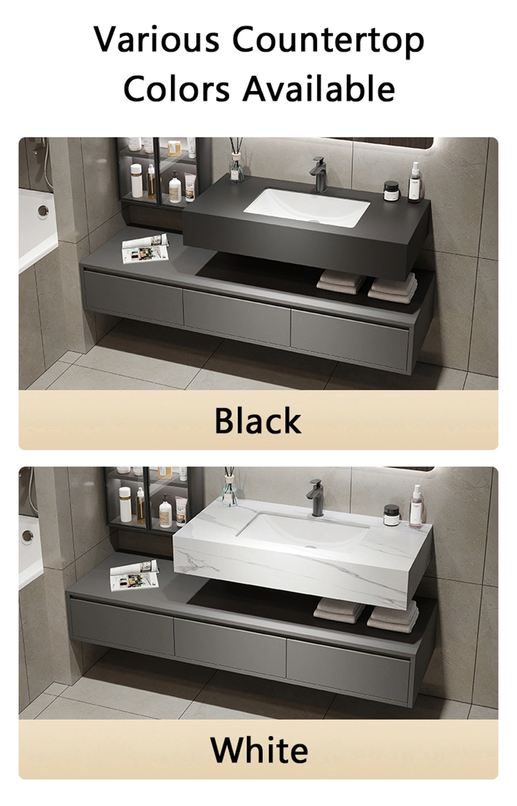 2024 Modern New Design Custom Bathroom Furniture Set LED Mirror Wooden Cabinet Wall Unit Vanity with Wash Basin Product
