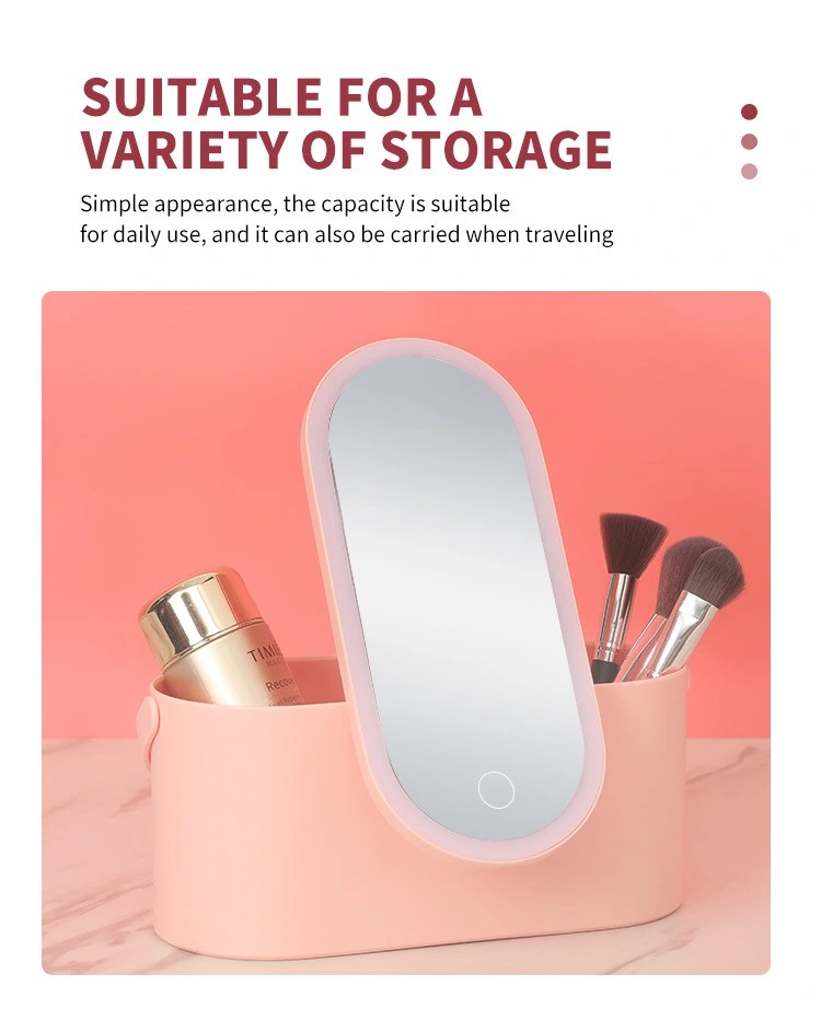 Removable Multi-Function Portable Vanity LED Makeup Mirror with Storage Box