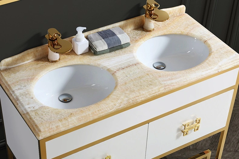 Modern White Bath Vanity/Bathroom Single Vanities with Marble Top Zf -Bc-032