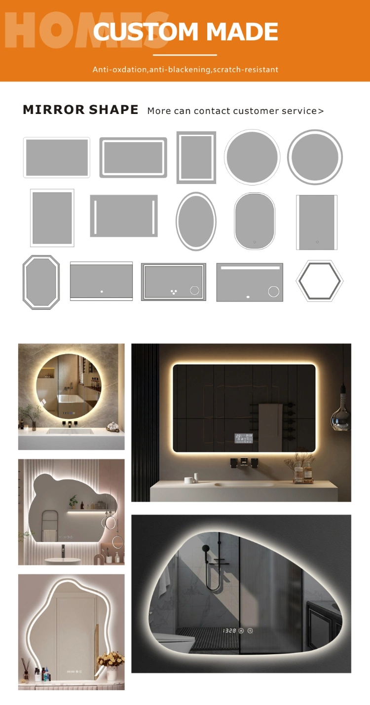 2024 LED Makeup Mirrors Defogger Lighted Illuminated Touch Switch Anti-Fog Decorative Bluetooth Bathroom Vanity Mirror