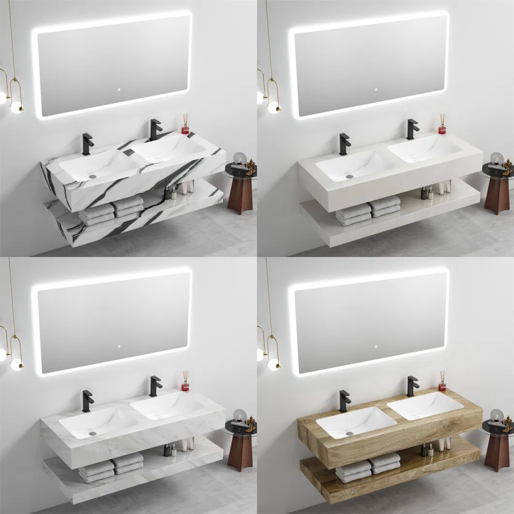 Luxury Double Sink Basin Bathroom Vanity Cabinet Hotel Center Bathroom Mirror Cabinet