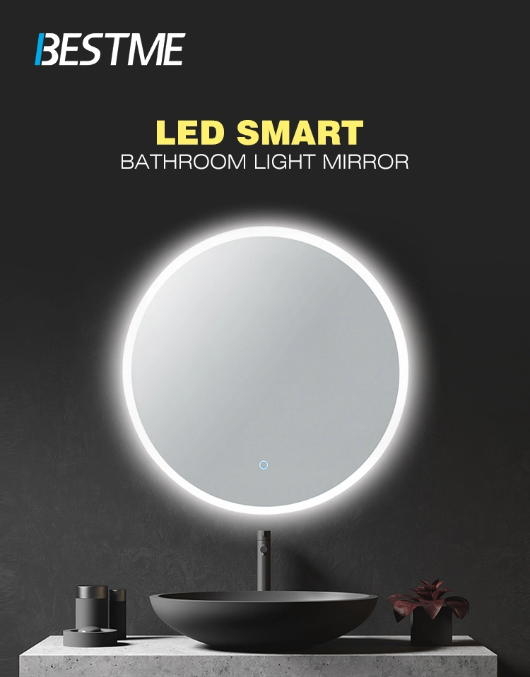 Modern Waterproof IP44 Wall Hung Backlit LED Lightedh Time Display Bathroom Mirror (TBY-LED006)