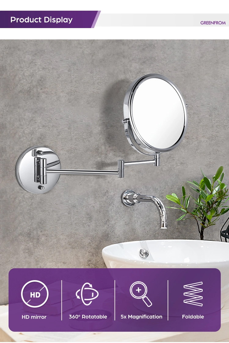 New Arrival Double Sides Metal Hotel Bathroom Wall Mounted Magnifying Silver Mirror Bathrooms Using Gmj833