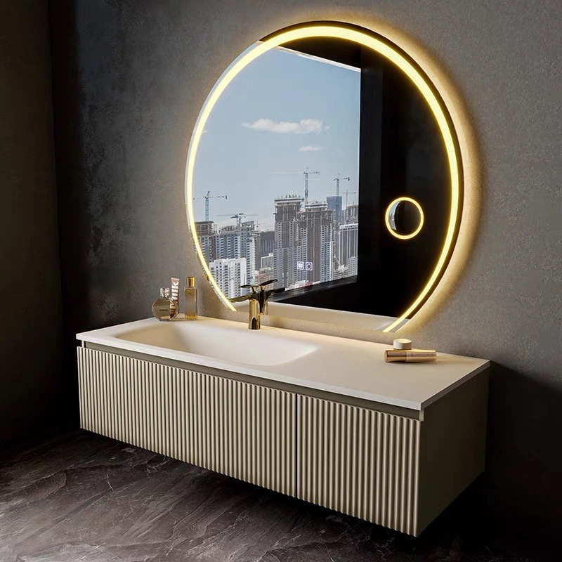 Modern Wall Mounted Wooden Bathroom Cabinets Furniture Sanitary Vanity Vanities LED Mirror Mirrored Medicine Bathroom Cabinet