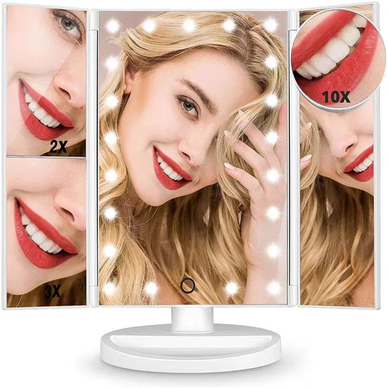 Makeup Mirror Folding Portable LED Mirror Rechargeable Ring Light Travel LED Makeup Mirror/Cosmetic Ring Light Mirrors