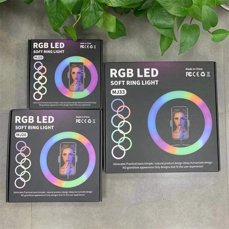 Dimmable RGB LED Ring Light Kit for Makeup Video Studio