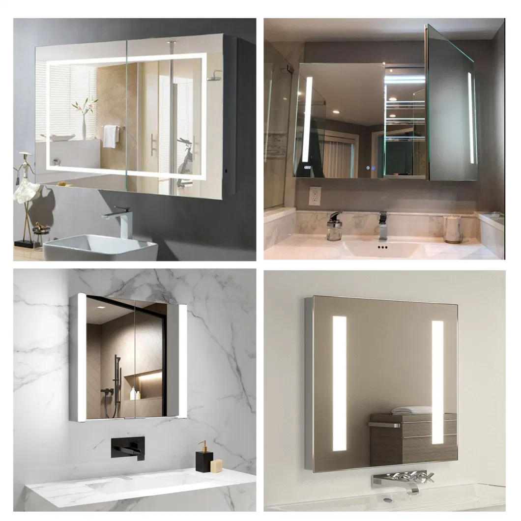 Bathroom Furniture Kitchen Wall Mounted Medicine Lighted LED Mirror Cabinet Hotel with Aluminum Structure