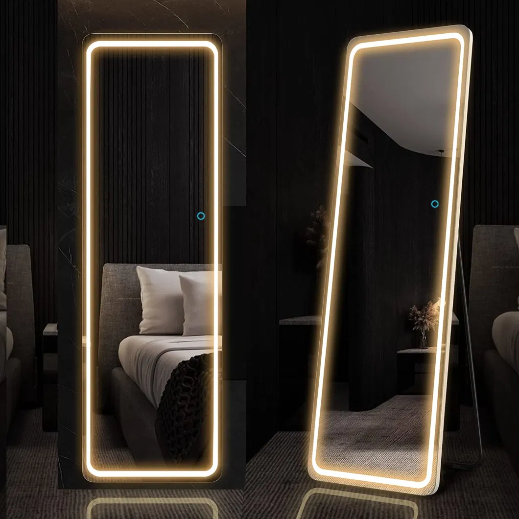 Full Length Mirror with LED Lights Free Standing Tall Mirror Lighted Floor Mirror Wall Mounted Hanging Mirror Full Body Mirror Dimming