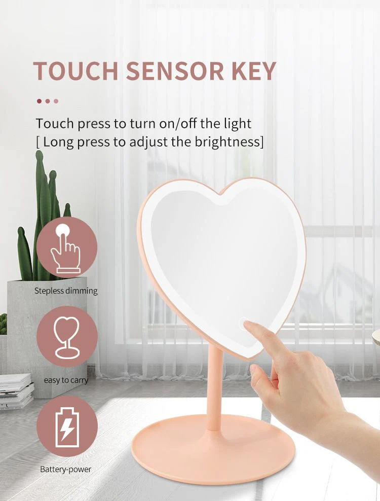 Light Touch Heart Shape Design LED Lighted Makeup Gifts Cosmetic Mirror