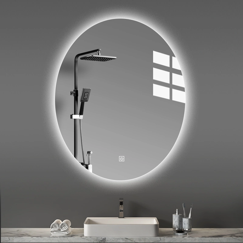 Bathroom Anti Fog Oval LED Shower Mirror Intelligent Touch Smart Mirror