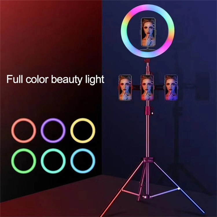 Dimmable RGB LED Ring Light Kit for Makeup Video Studio