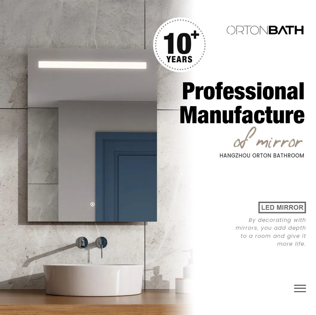 Ortonbath Bathroom Vanity Mirror LED Makeup Mirrors Illuminated Touch Switch Anti-Fog Decorative Vertical Hanging Rectangular Bathroom Mirror