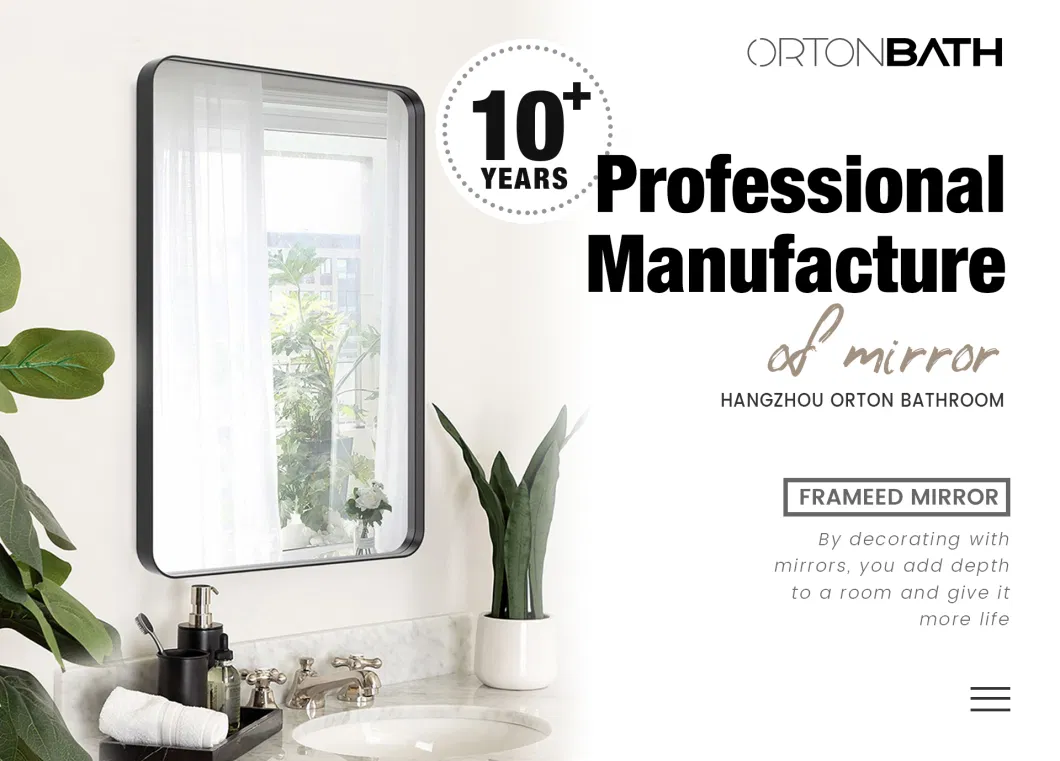 Ortonbath1 Art Rectangular Beveled Wall Mirror Silver Backed Rectangle Mirrored Glass Vanity, Bedroom, or Bathroom Hangs Horizontal &amp; Vertical Frameless