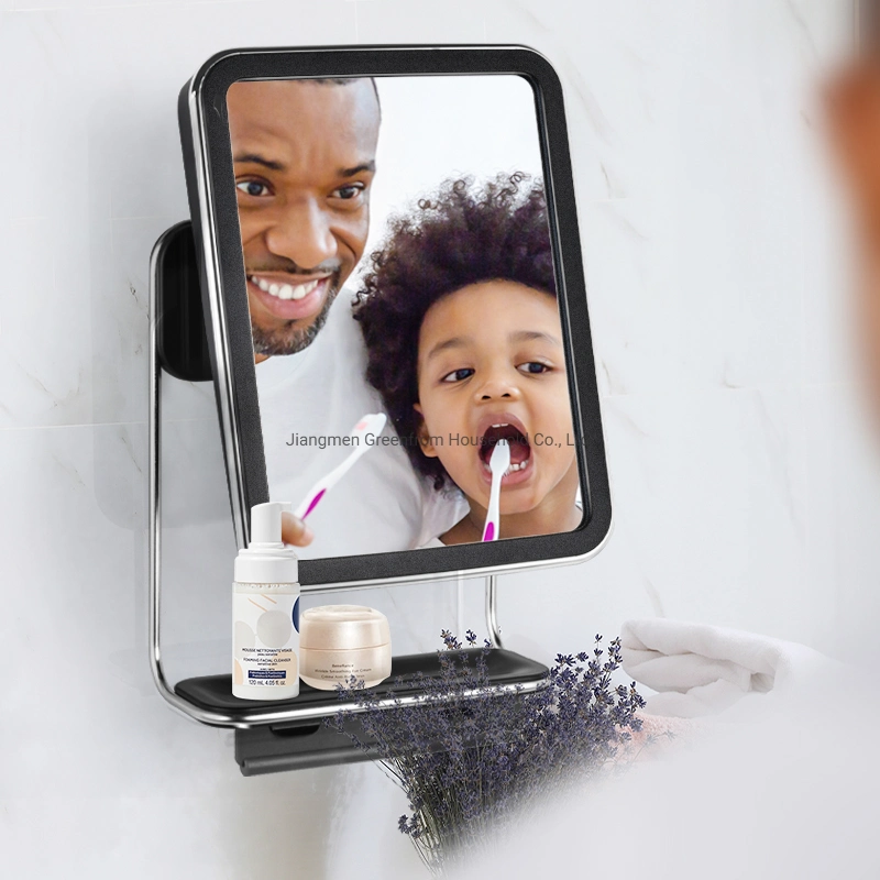 Black Bathroom Use Anti Fog Wall Mounted Bathroom Men Shaving Mirror with Razor Holder
